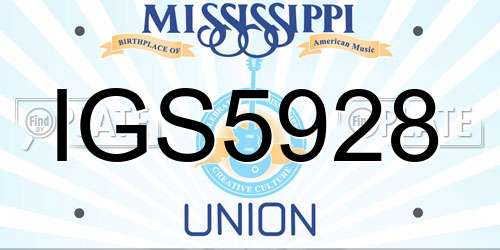 IGS5928 Mississippi License Plate