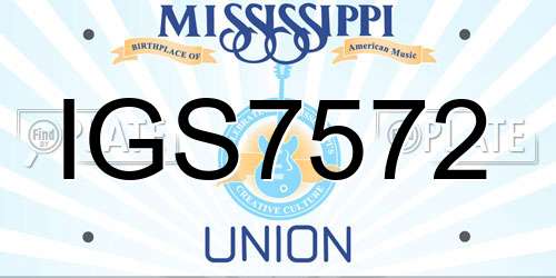 IGS7572 Mississippi License Plate
