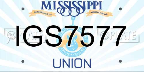 IGS7577 Mississippi License Plate