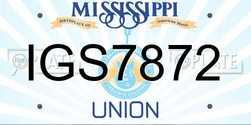IGS7872 Mississippi License Plate