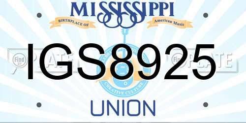 IGS8925 Mississippi License Plate