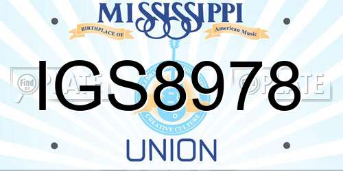IGS8978 Mississippi License Plate