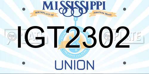 IGT2302 Mississippi License Plate