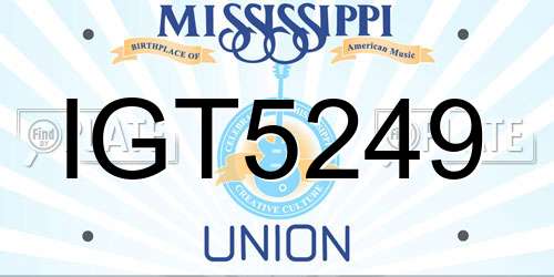 IGT5249 Mississippi License Plate