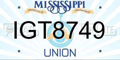 IGT8749 Mississippi License Plate