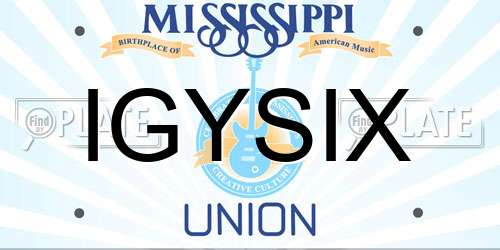 IGYSIX Mississippi License Plate