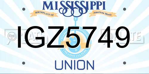 IGZ5749 Mississippi License Plate