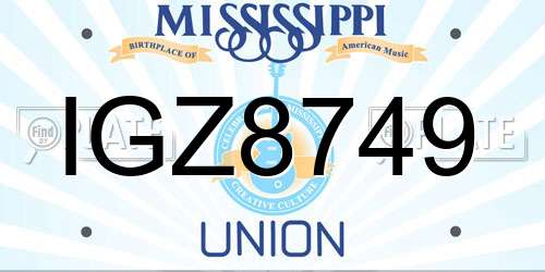 IGZ8749 Mississippi License Plate