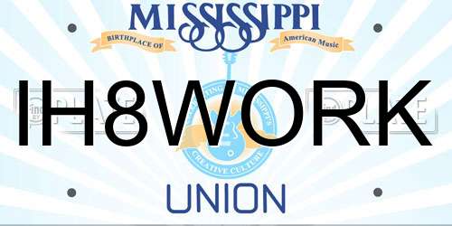 IH8WORK Mississippi License Plate