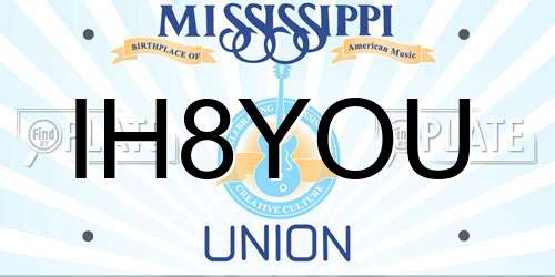 IH8YOU Mississippi License Plate