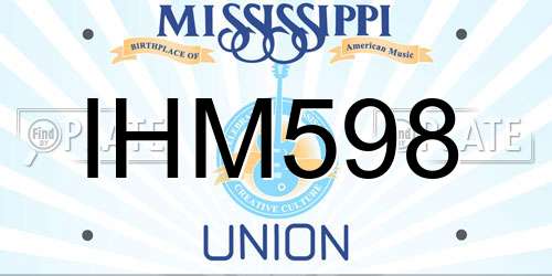 IHM598 Mississippi License Plate