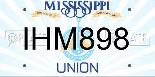 IHM898 Mississippi License Plate
