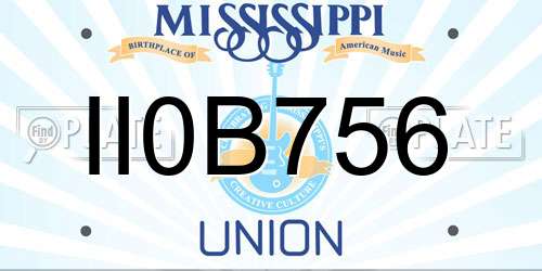 II0B756 Mississippi License Plate