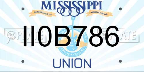 II0B786 Mississippi License Plate