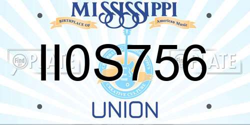 II0S756 Mississippi License Plate
