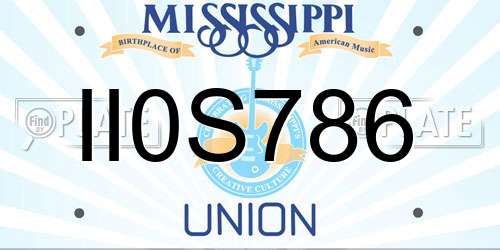 II0S786 Mississippi License Plate