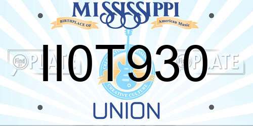 II0T930 Mississippi License Plate