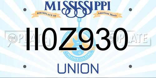 II0Z930 Mississippi License Plate
