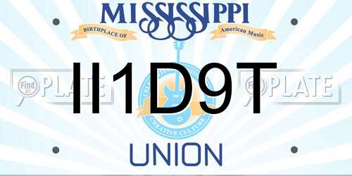 II1D9T Mississippi License Plate