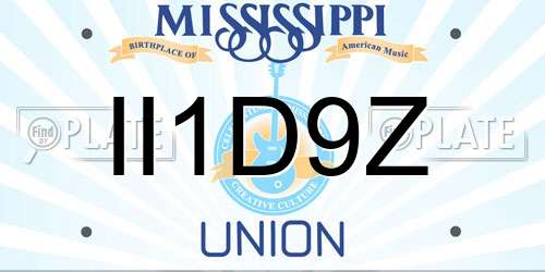 II1D9Z Mississippi License Plate