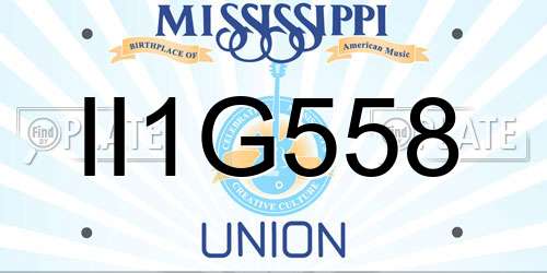 II1G558 Mississippi License Plate