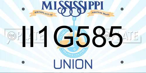 II1G585 Mississippi License Plate