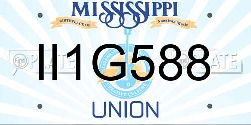 II1G588 Mississippi License Plate