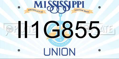 II1G855 Mississippi License Plate