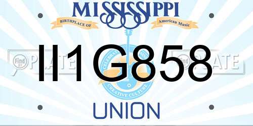II1G858 Mississippi License Plate