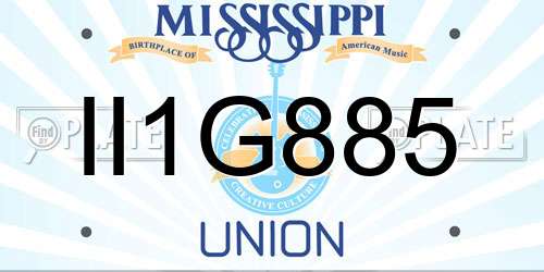 II1G885 Mississippi License Plate