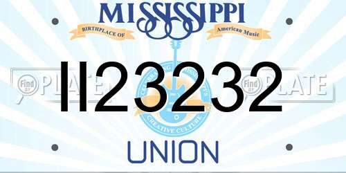 II23232 Mississippi License Plate