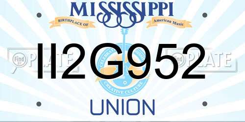 II2G952 Mississippi License Plate