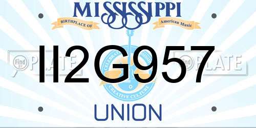 II2G957 Mississippi License Plate