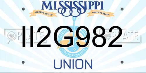 II2G982 Mississippi License Plate