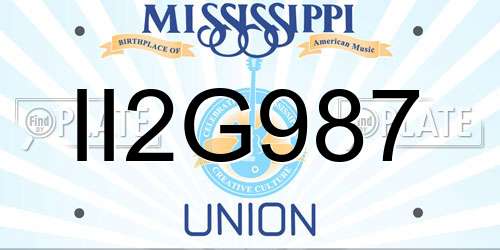 II2G987 Mississippi License Plate