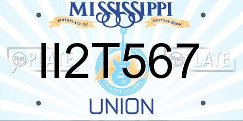II2T567 Mississippi License Plate