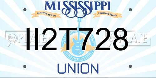 II2T728 Mississippi License Plate
