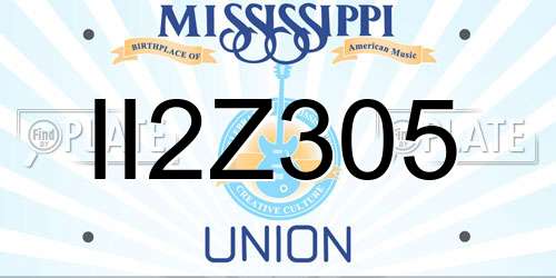 II2Z305 Mississippi License Plate