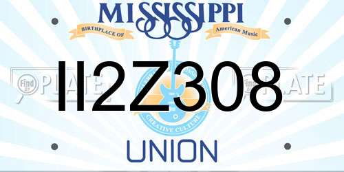 II2Z308 Mississippi License Plate