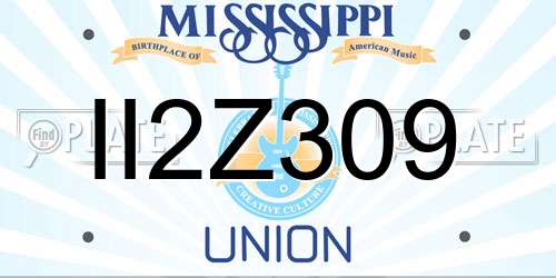 II2Z309 Mississippi License Plate