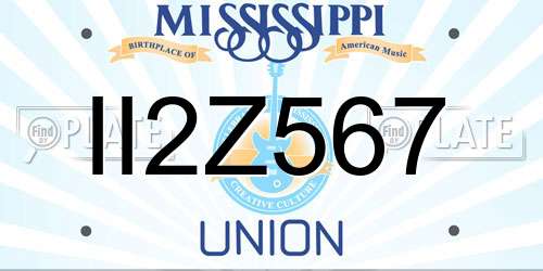 II2Z567 Mississippi License Plate