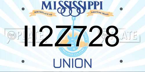 II2Z728 Mississippi License Plate