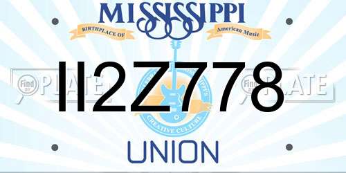 II2Z778 Mississippi License Plate