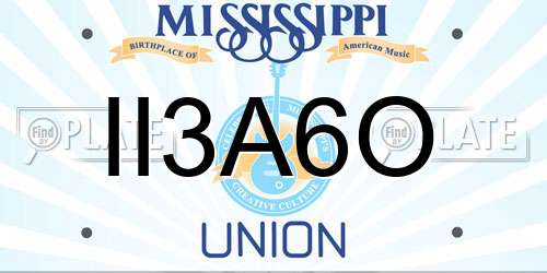 II3A6O Mississippi License Plate