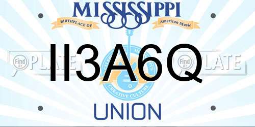 II3A6Q Mississippi License Plate