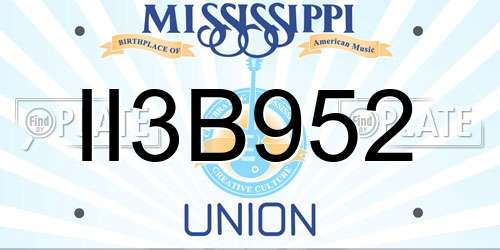 II3B952 Mississippi License Plate