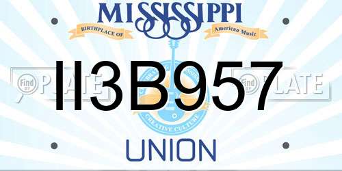 II3B957 Mississippi License Plate