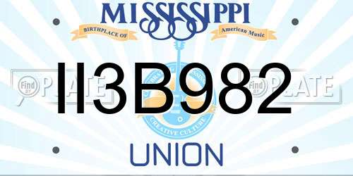II3B982 Mississippi License Plate