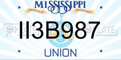 II3B987 Mississippi License Plate