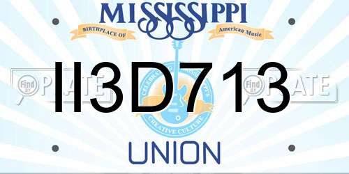 II3D713 Mississippi License Plate